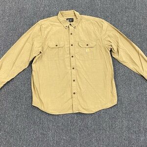 Carhartt Men's Light Tan Long-Sleeve Button-Down Work Shirt